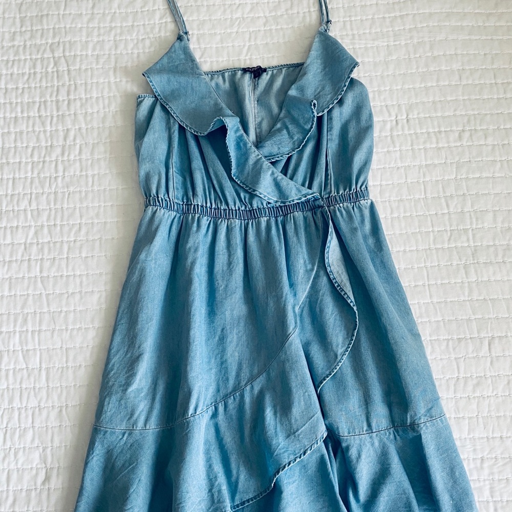 Express Ruffle Denim Dress - Gem
